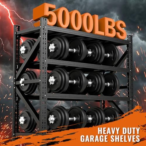 5000LBS 4 Tier Garage Storage Shelves, Heavy Duty Adjustable Storage Rack for Warehouse, Basement, Shop and Office, Commercial-Grade Steel Organizer, 67" W x 24" D x 63" H