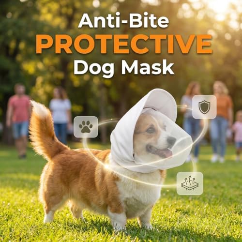 Guard Dog Foxtail Protection Hood for Dogs, Breathable Mesh Dog Bug Hood, Outdoor Dogs Face Guard for Hunting Trips (White, L)