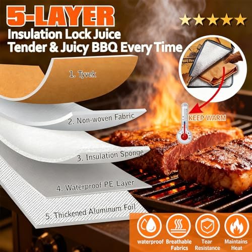 BBQ Blanket for Resting Meat Smoker Accessories for Moisture Retention & Tender BBQ Grilling, 21in Insulated Bag Meat Blanket for Brisket/Turkey, Anniversary Birthday Gifts for Men Dad Husband