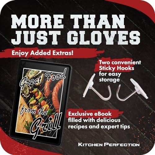 KITCHEN PERFECTION XL Silicone Smoker BBQ Gloves -Heat Resistant Oven Mitts