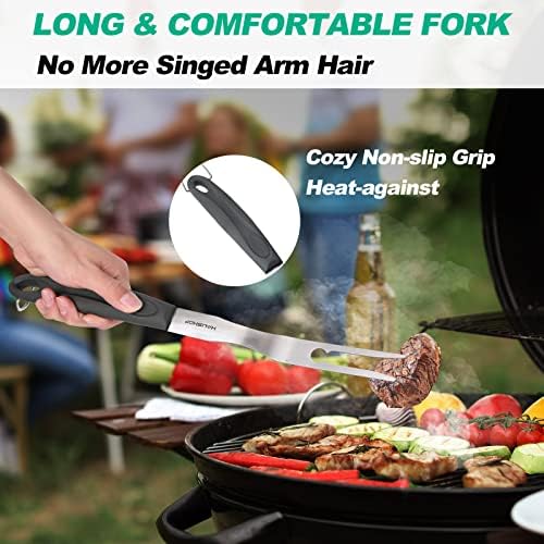HAUSHOF Large Grill Accessories Heavy Duty BBQ Set Gifts for Men/Women - Premium Stainless Steel Spatula, Fork & Tongs, Barbecue Utensils Tool Kit Gift for Grilling Lover Outdoor (Color Box)