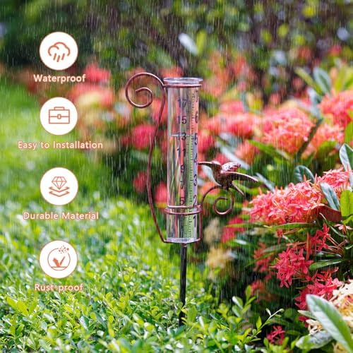 Rain Gauge Outdoor with 7 Inch Glass Tube
