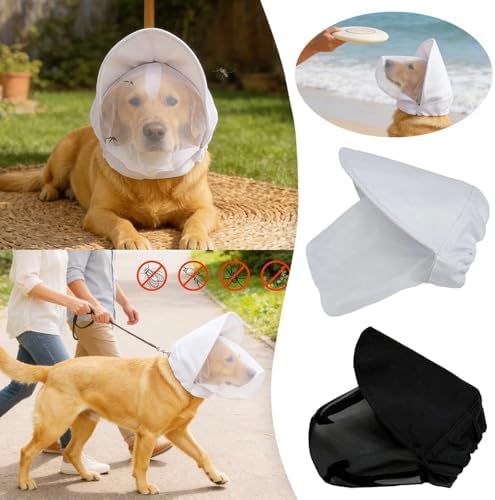 Dog Outdoor Protection Mask, Breathable Adjustable Mesh Head Guard for Small and Medium Dogs, Face Cover for Hiking, Camping and Travel