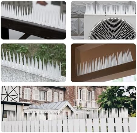 OFFO Bird Spikes Pigeon Outdoor Spikes for Cat Keep Birds Raccoon Woodpecker Away Covers 26 Feet(8.1m), Frosted White