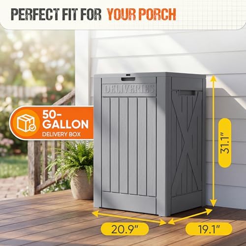 Flamaker 50 Gallon Deck Box, Package Delivery Storage Box for Outside