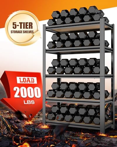 AOAORRG Set of 3 Garage Shelving Heavy Duty Storage Shelves, Metal Adjustable Shelving Unit, Utility Garage Organizer Shelf for Basement, Pantry, Kitchen, Warehouse, 31.5"W x 13.8"D x 71.2"H, Black