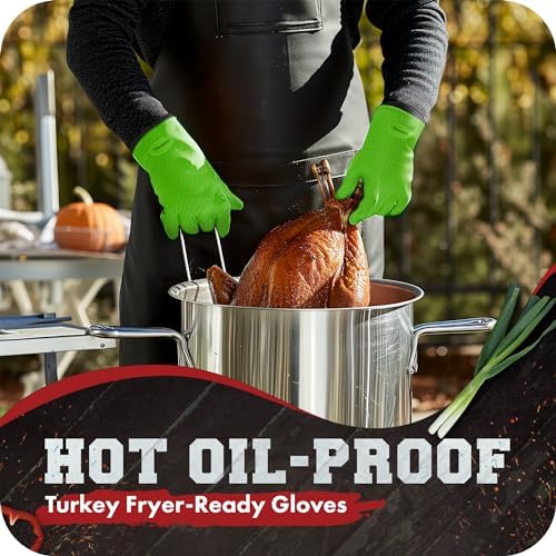 KITCHEN PERFECTION S Silicone Smoker BBQ Gloves - Heat Resistant Oven Mitts