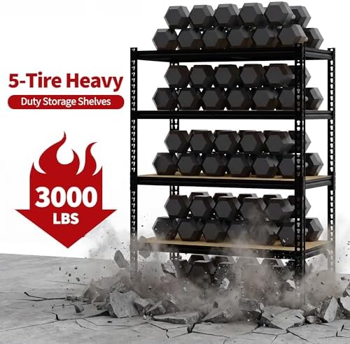 Heavy Duty Garage Storage Shelves, 5-Tier Adjustable Storage Shelving Unit