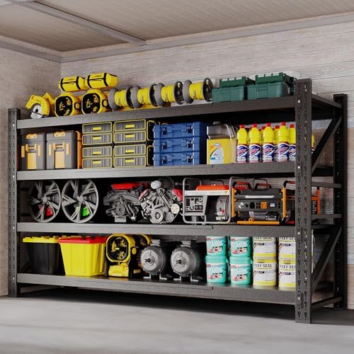 BYNSOE 68" W Storage Shelves 8000lbs Garage Metal Shelving Heavy Duty Garage Shelves Adjustable Storage Shelves for Industrial, Factory, (68" W X 24" D X 63.5" H)
