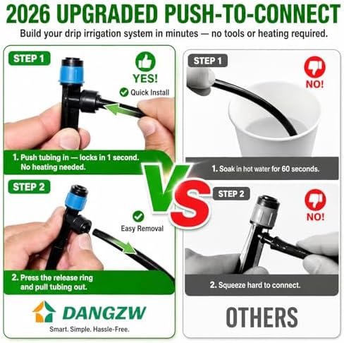 230FT Drip Irrigation System Kit, Quick Push-to-Connect Garden Watering System with 1/2'' & 1/4'' Tubing, Adjustable Drippers & Sprayers, Auto Irrigation System for Raised Bed, Lawn, Greenhouse