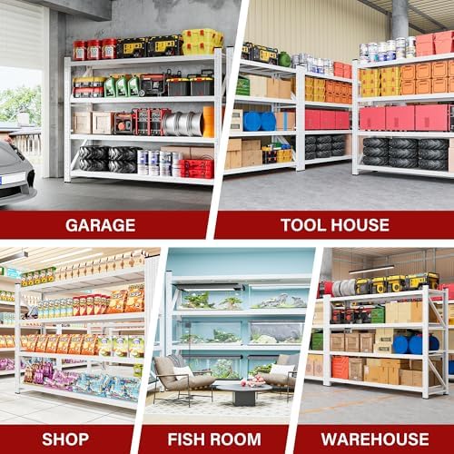 6000LBS Heavy Duty Garage Shelving Units,79" Wide & Deep Storage Shelves,White Metal Garage Shelves,Large Storage Rack,Steel Shelf,Industrial Shelving for Shop,Warehouse,Basement,79" W x 24" D x 79" H