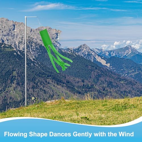 M METERXITY 1-Pack Windsock Flag, Colorful Wind Socks for Garden/Yard/Patio/Home Decor, Spring Summer Fall Winter Outdoor Hanging Decoration [39.4 in / 100cm, Green]
