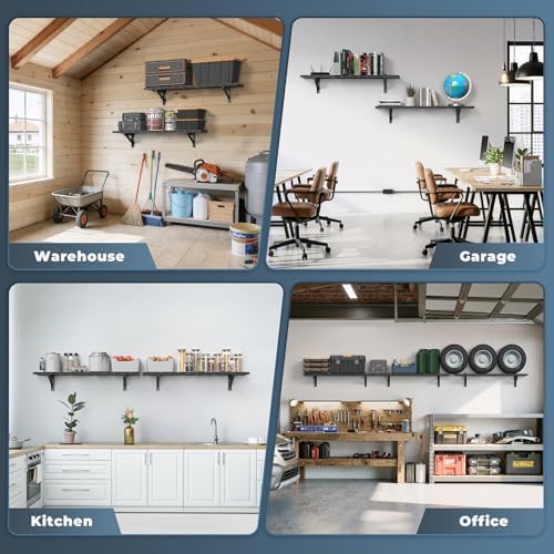 Jusgym 2 Pack Wall Mounted Garage Shelving, 1x4ft, 700lbs Integrated Grid