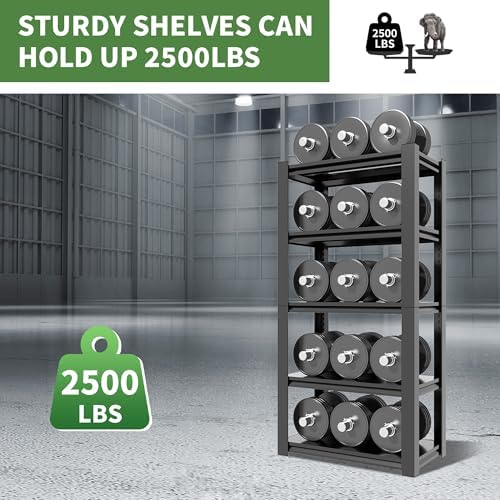 Garage Shelves, 63" H Garage Shelving Heavy Duty, 3000Lbs 5 Tier Adjustable Garage Storage Shelves Suitable for Warehouse, Basement, Workshop,Require Assembly, 15.75" D*31.5" W *63" H(Black)