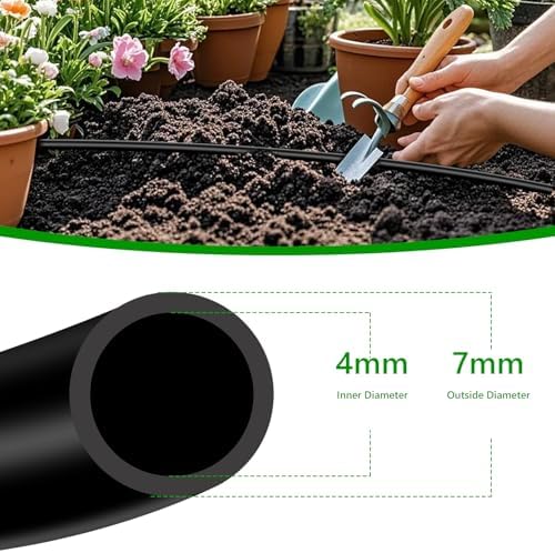 1/4 Inch Blank Drip Irrigation Tubing, 60FT Distribution Hose for Garden, Greenhouse & Raised Beds, Flexible UV-Resistant Watering Line for Drip Irrigation Systems