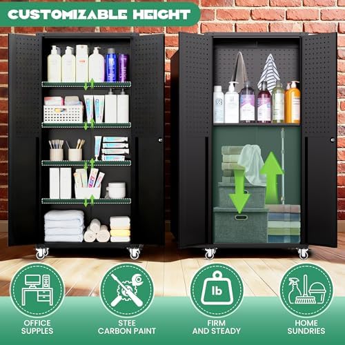 10-Piece Heavy Duty Steel Garage Cabinet System | All-in-One Modular Garage Cabinet Set for Ultimate Workshop Organization | Easy Assembly Garage Storage Cabinets & Tool Bench (Black)