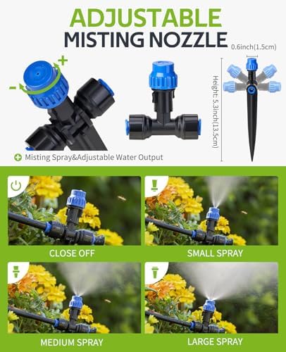 HIRALIY 59FT Drip Irrigation Kit with Water Timer, Quick-Connect