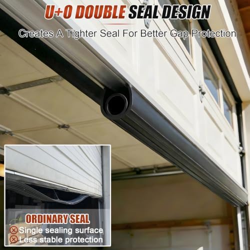 Garage Door Bottom Seal, 8FT EPDM Weather Stripping with Aluminum Track