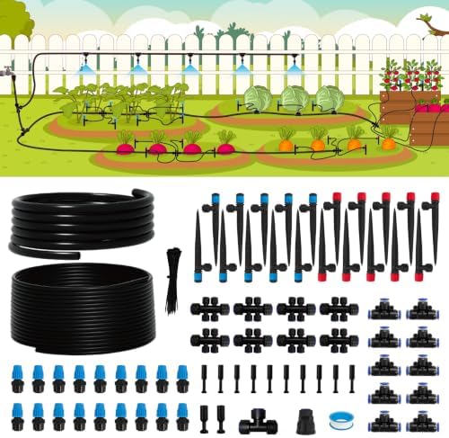 240FT Drip Irrigation System Kit, Quick-Connect Garden Watering System