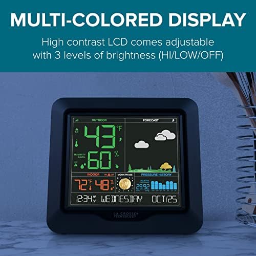 La Crosse Technology Color Forecast Station-Large Display,Temperature/Humidity Alerts,Seasonal Scenes-Indoor/Outdoor Monitoring,HI/LO Records,Barometric Pressure-Atomic Time,DST Updates (Pack of 4)