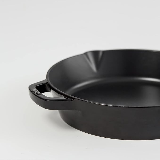 Milo by Kana 10-Inch Enameled Cast Iron Skillet | Nonstick Pre-Seasoned Cast Iron Grill Pan | Oven Proof and Dishwasher Safe | Cast Iron Cookware (Gloss Black)