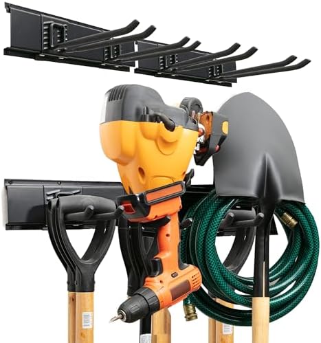 TIDYME Garage Tool Organizer Wall Mount, 32", 2 Racks 4 Hooks, 200 lbs
