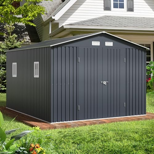 Breezz Outdoor Steel Storage Shed, 10 x 12 ft, Midnight Blue
