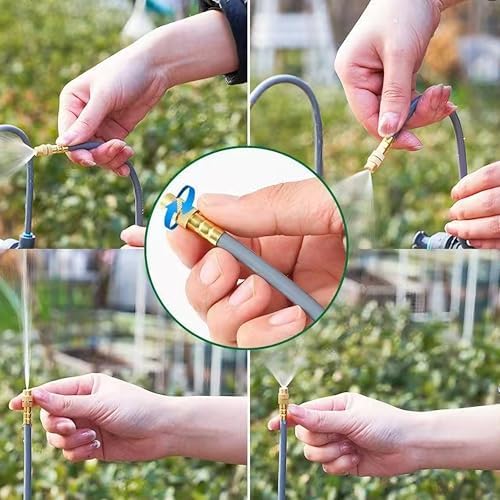 Drip Irrigation System, 50Ft 5/16 Inch Hose, 16 Adjustable Copper Nozzles, Automatic Atomizing Watering Kit for Greenhouse, Outdoor, Raised Bed, Lawn