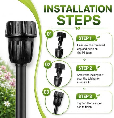 6 Pack Drip Irrigation Parts 1/2 Inch Irrigation Tubing to Garden Hose Adapter, Heavy-Duty Locking PP Fitting for Lawn Greenhouse Watering, 3/4 Inch FHT to 16mm Threaded Connector