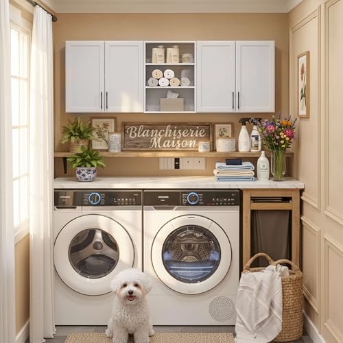 Furnaza 62.8" W Wall Cabinets for Laundry Room with Adjustable Shelf