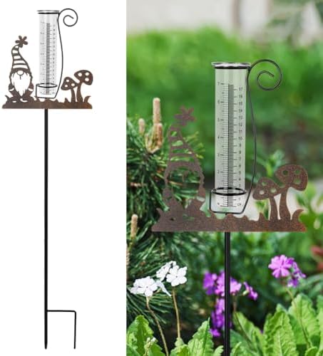 Gnome Rain Gauge Outdoor, Metal Rain Gauges