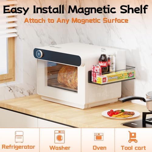 ULIBERMAGNET Magnetic Baskets Fridge Organizers, Large Capacity Metal Wire Mesh Basket Spice Rack for Fridge Storage, Magnetic Shelf for Garage, Laundry, Kitchen, Workshop, Cabinet(2 Pack)