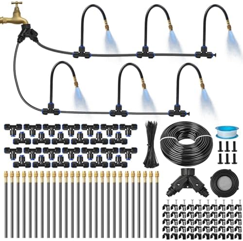 33Ft 1/4" Drip Irrigation System for Garden – Automatic Atomizing Sprinkler System for Outdoor Plants Raised Bed, Yard, Potted Plants & Lawn