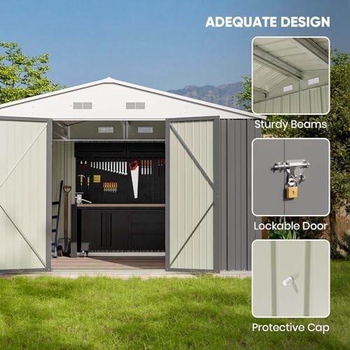 Patiowell Outdoor Storage Shed, 10 x 8 FT, Grey