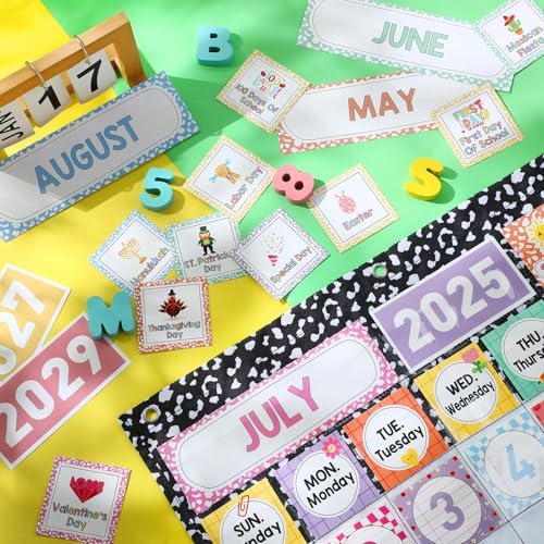 Sinload Classroom Calendar Pocket Chart Black White, Cool