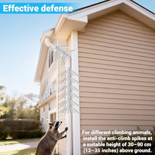 Bird Spikes Squirrel Proof Baffle for Bird Feeder Pole, Outdoor Anti Climb Spikes for Fence, Tree, Wall, Roof, Drainpipes, Deterrent Squirrel, Pigeon, Raccoon, Cat, 120 inch Stainless Steel Spikes