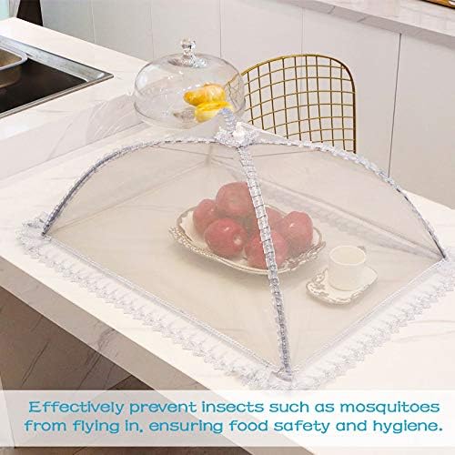 Mesh Food Cover Steel Wire Frame Foldable Mesh Screen Food Tent with Encrypted Cloth for Indoor Outdoor Dining Camping BBQ (Grey)