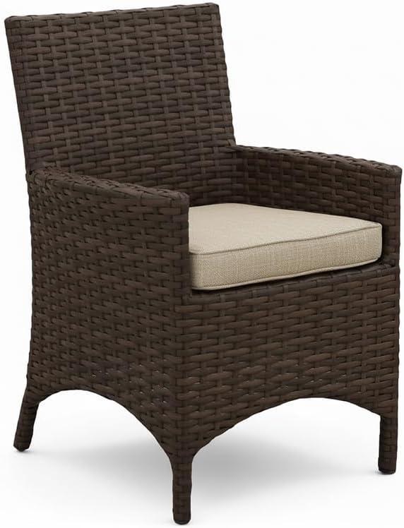Covers & All Universal Aspen Wicker Arm Dining Chairs, All-Weather Resin Wicker with Plush Sunbrella Cushions for Premium Outdoor Furniture (24" L x 24" W x 35.5" H)