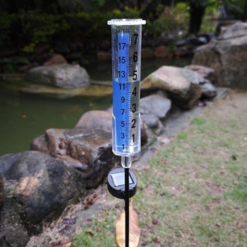 JOYBEE Solar Antifreeze Rain Gauge for Outdoors Yard Garden(Blue)