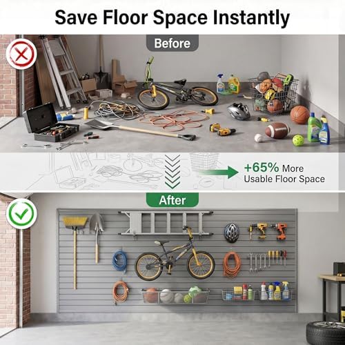 SMARTSTANDARD Gray Slatwall Panel Set, 4x8 FT PVC Panel with Accessory Kit