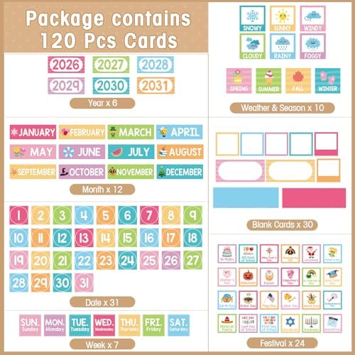 Sinload Classroom Calendar Pocket Chart Linen Color, Pastel