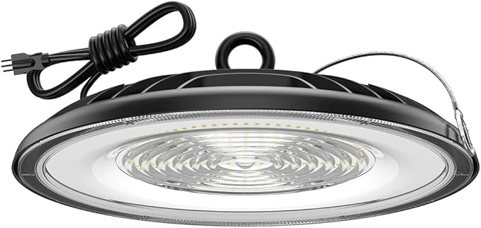 Glitgate LED High Bay Light 200W, 28000LM 5000K UFO High Bay LED Light with US Plug, Hanging Hook, IP65 Waterproof Commercial Bay Lighting for Barn, Warehouse, Factory ETL Listed