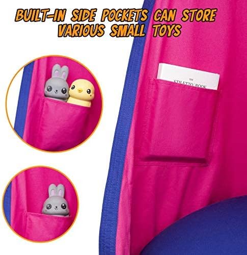 Y- STOP Kids Pod Swing Seat, Hanging Hammock Chair Swing with Inflatable Pillow, Sensory Swing Chair with Pocket for Outdoor and Indoor (Pink and Blue)