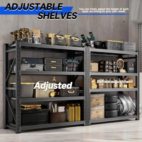 Heavy‑Duty Metal Garage Shelving Unit, 3000 LBS Total Load Capacity