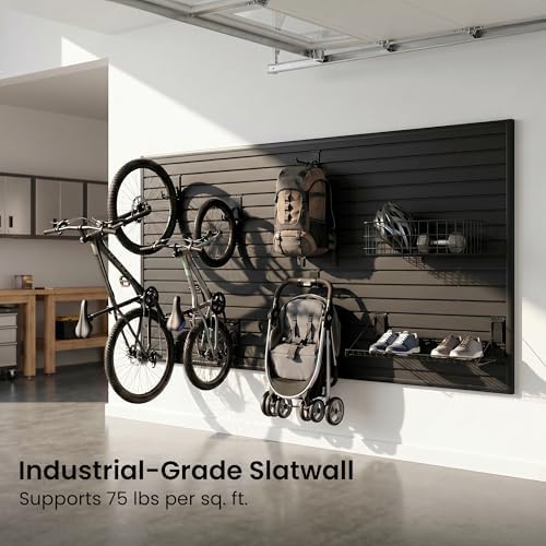 SMARTSTANDARD Black 4x8 FT Slatwall Panel Set for Sports Storage