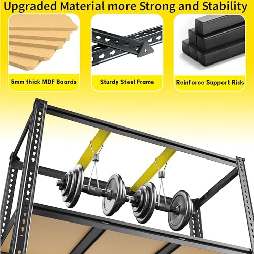 ROOMFAVE 48" W Garage Shelving Heavy Duty 3080LBS,5 Tier,Black, Industrial