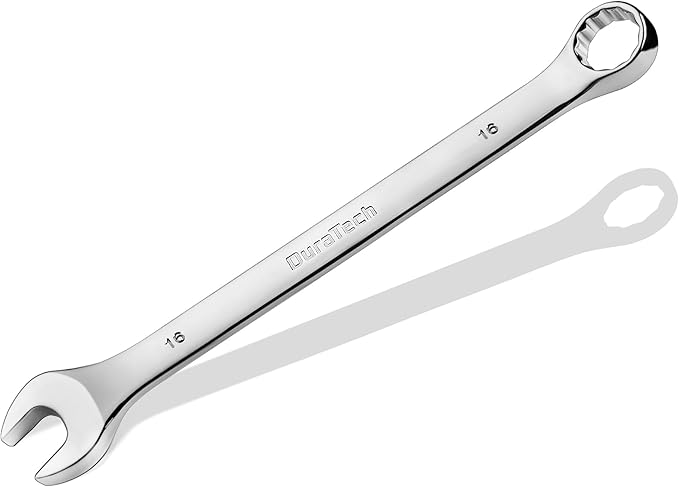 DURATECH 16mm Combination Wrench, Metric, CR-V Constructed with Mirror Polish, 12-Point, 15-Degree Offset