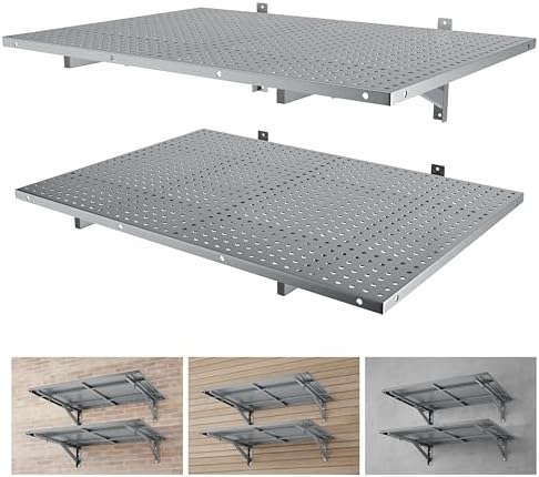 2 Pack Garage Wall Shelving Heavy Duty 2x3ft, Gray