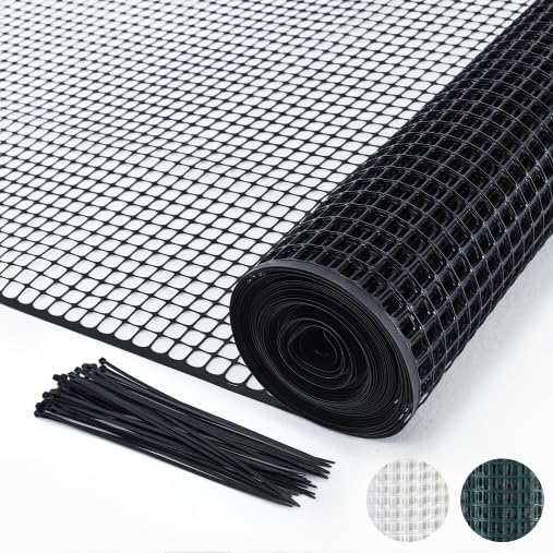 PotatoLife Black Plastic Garden Fence, Hardware Mesh, 24'' x 15'