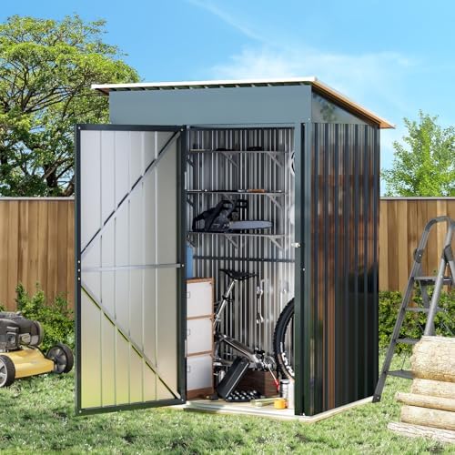 Breezz Vertical Outdoor Steel Storage Shed, 5 x 3 ft